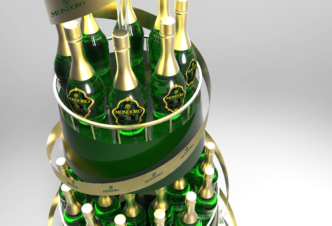 Christmas Pallet Supermarket Mondoro Champagne bottle new year gold green brand