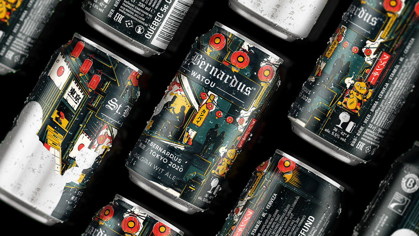 beer can ILLUSTRATION  jonasdevacht neon Nightlife Packaging tokyo Label