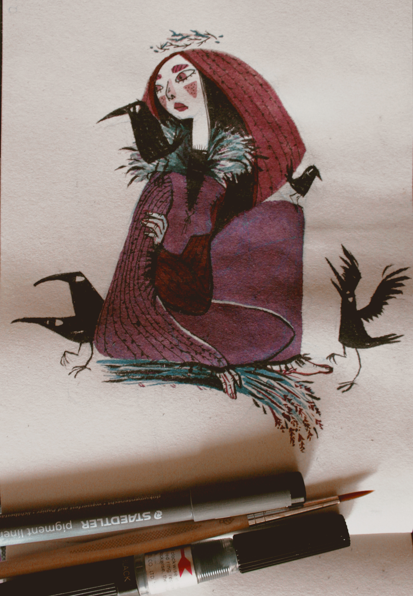 ink inktober Magic   shaman witch fortune teller
