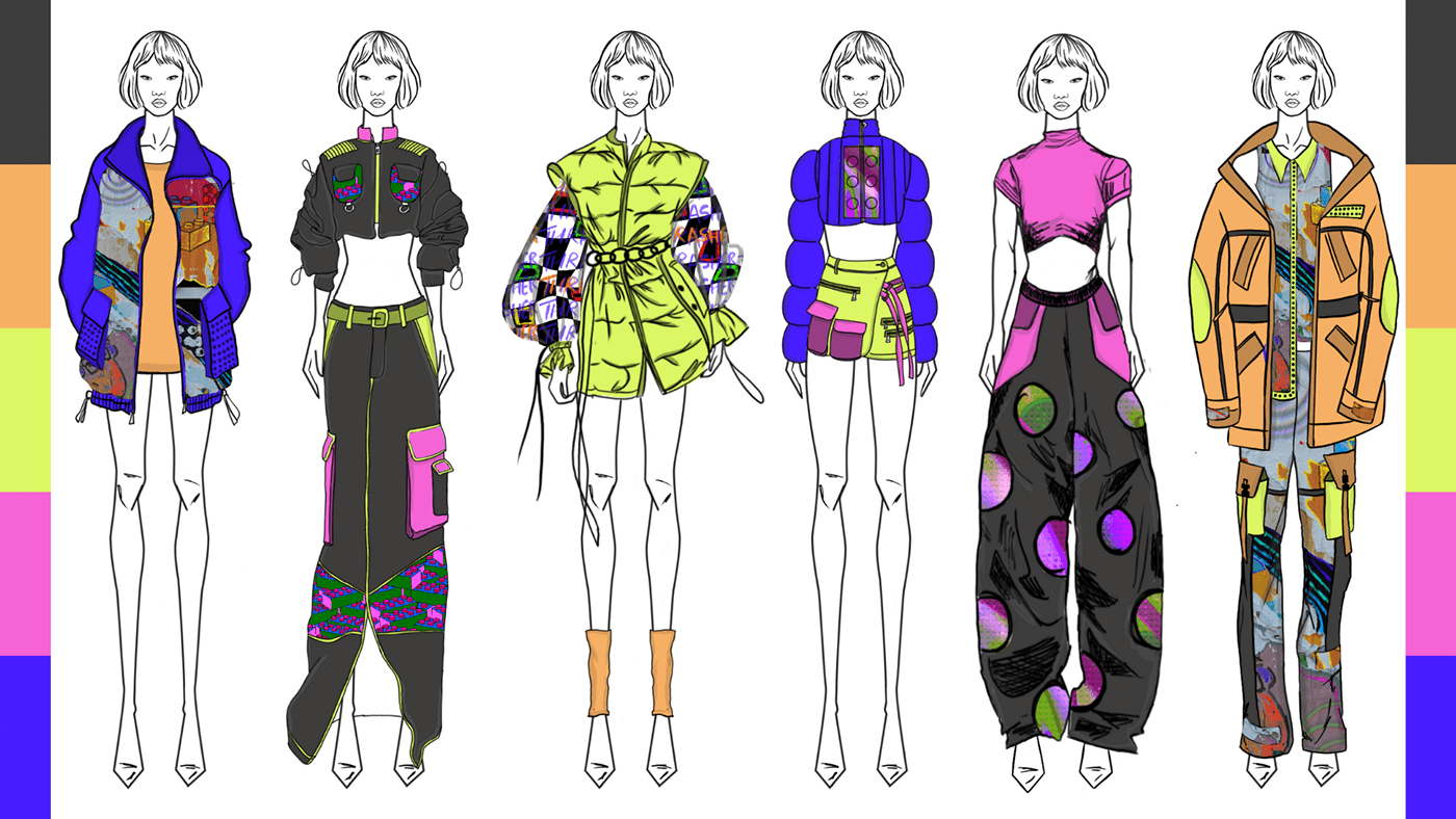 Fashion  fashion design ILLUSTRATION  apparel streetwear Clothing fashion illustration Procreate LEGO skateboard