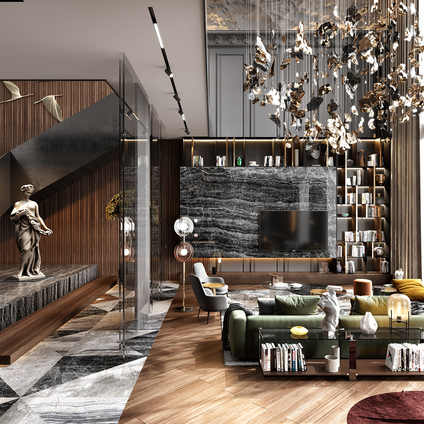 interior design  architecture visualization luxury materials Villa Double Height contemporary