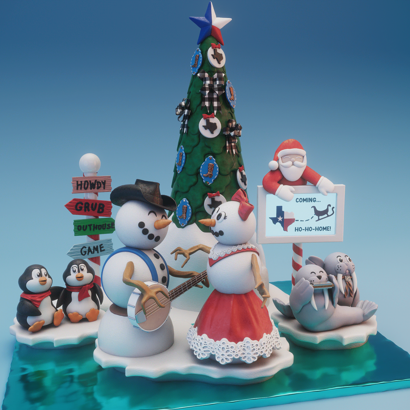 Christmas xmas christmas Tree holidays cake baking 3d animation Character design  Character concept art