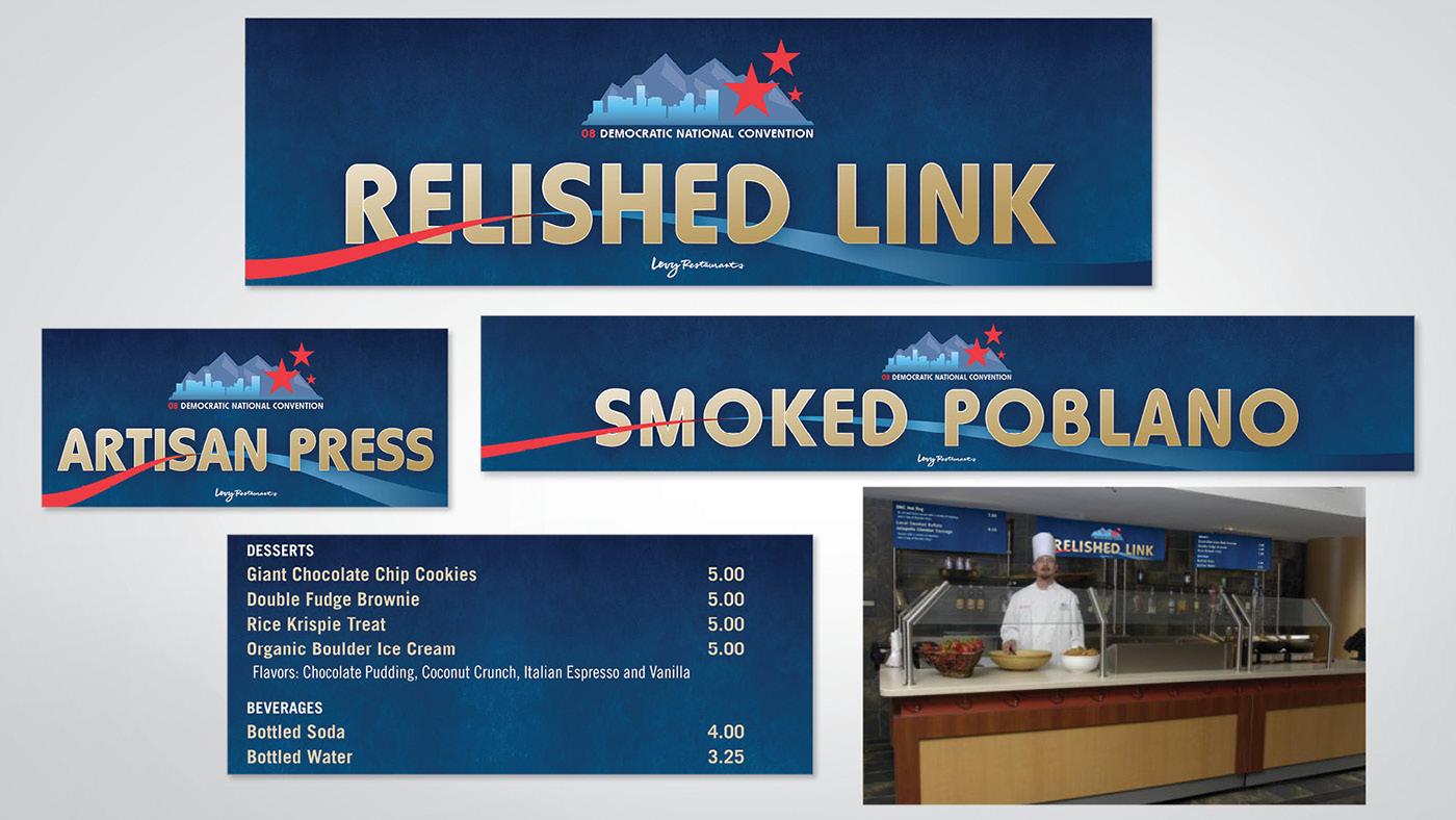 logos kiosk design menu design banners concessions political design