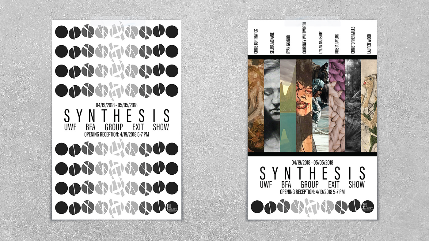 synthesis BFA exit show Exhibition  Exhibition Design  graphic design  poster postcard Poster Design postcard design