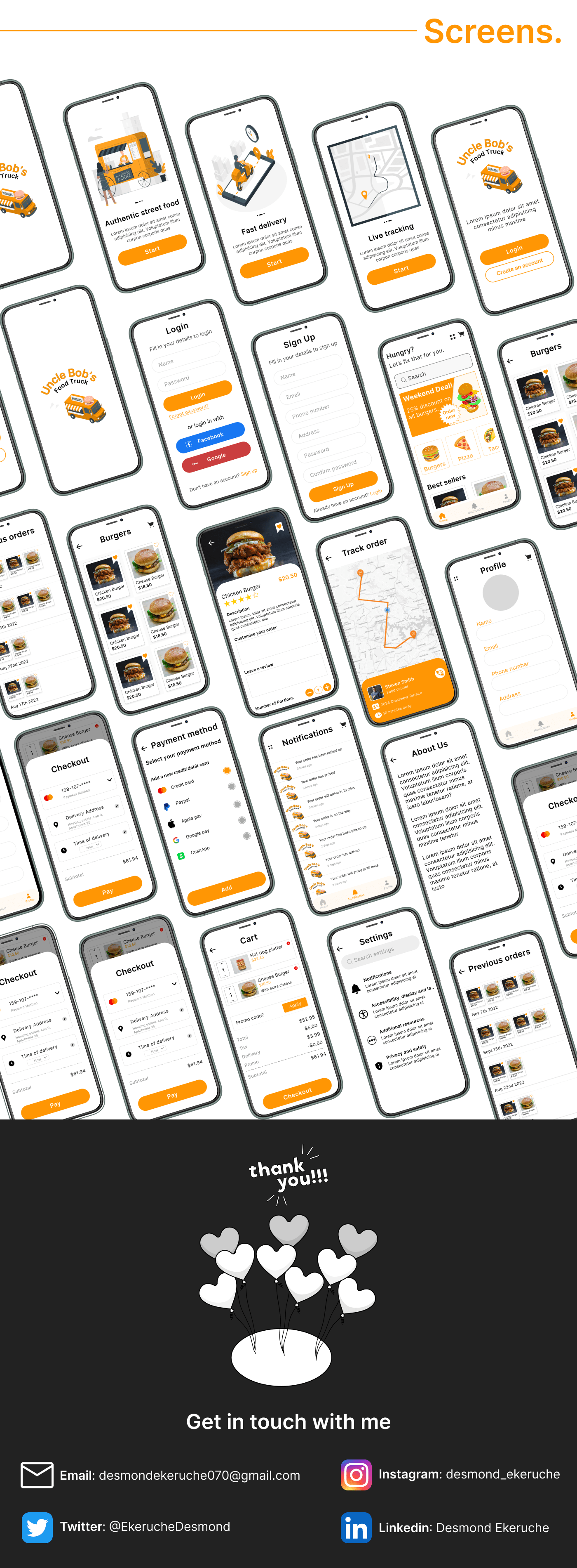 Food truck food app Case Study UI/UX Figma Mobile app ux/ui prototype ux Food 