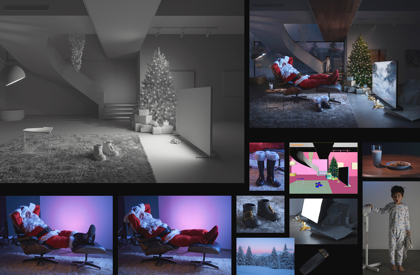 Christmas santa Samsung tv holidays snow night forest elves CGI