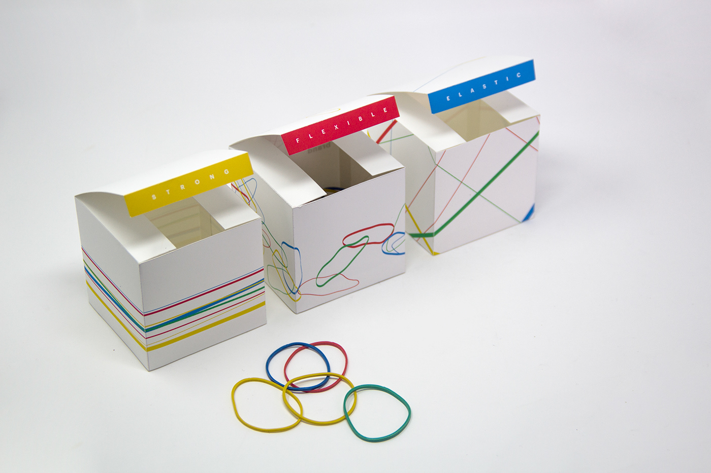 adobeawards Packaging rubberbands funky quirky minimal design graphics primary