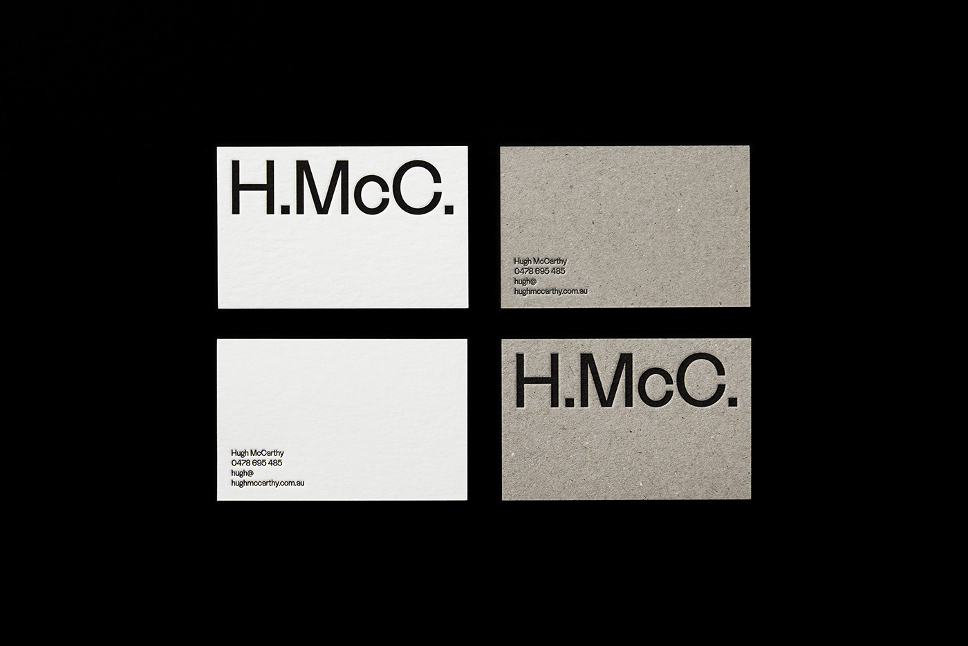 Authenticity black & white business card humanity letterpress notepad warm grey with compliments