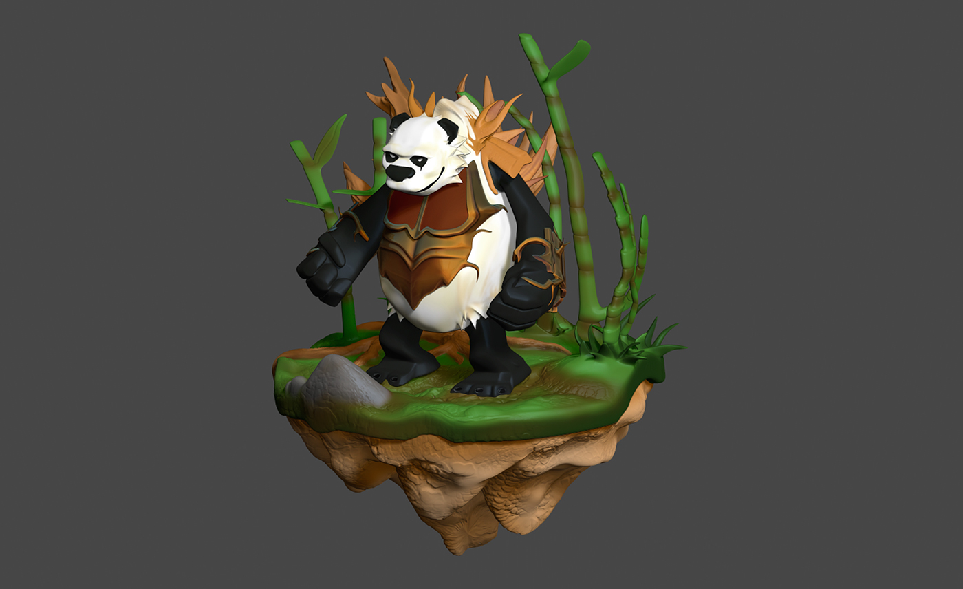 modelado modelado 3d Panda  oso Bambu roble Armaduras El Ilustrador diseño gráfico Maya