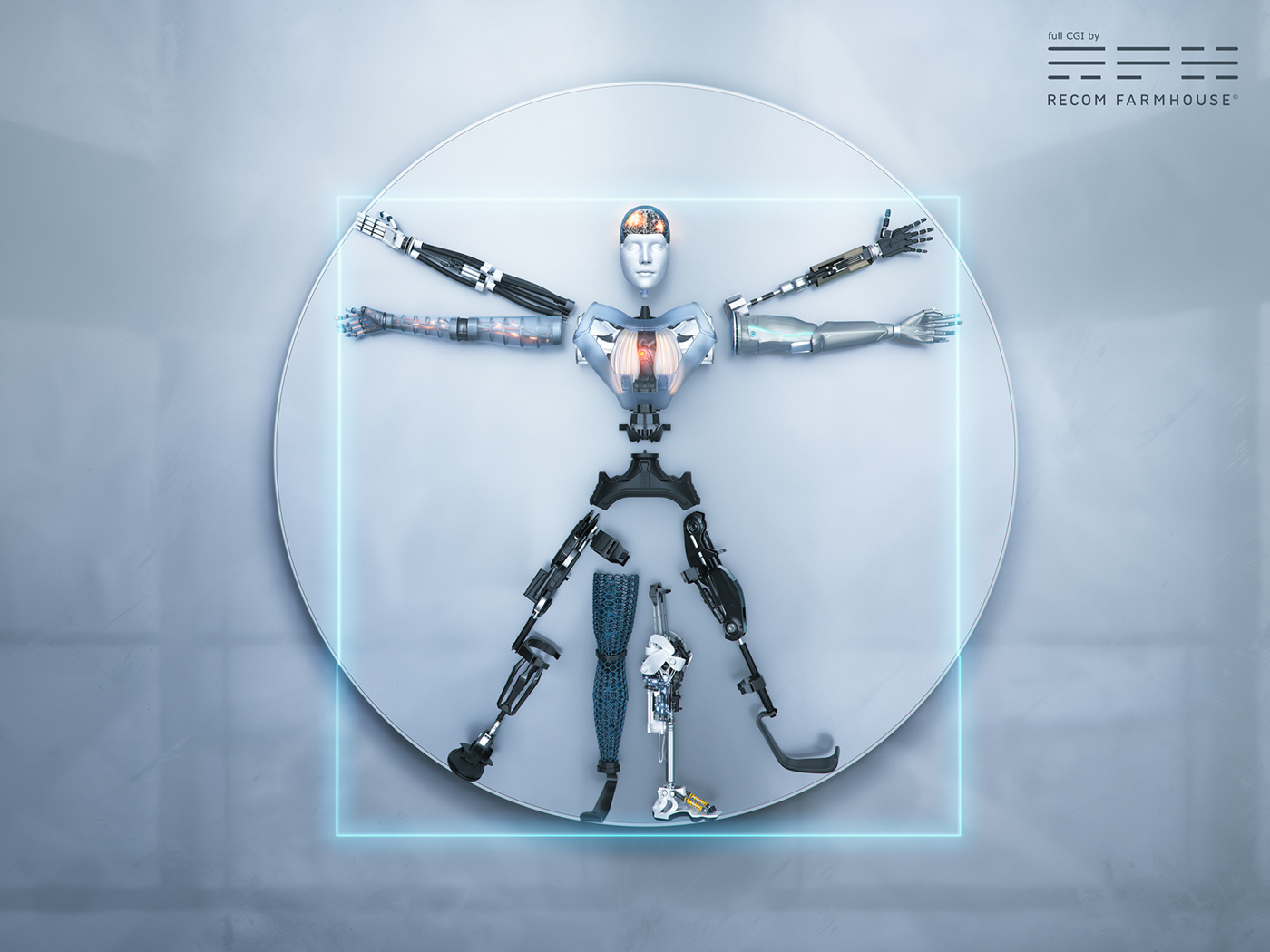 finance leonardo da vinci robot Cyborg Health prosthetics banking innovation metal vitruvian