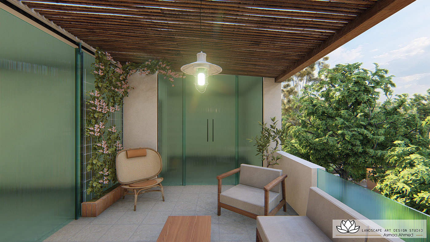 architecture balcony boho style interior design  KSA Landscape Saudi vertical garden