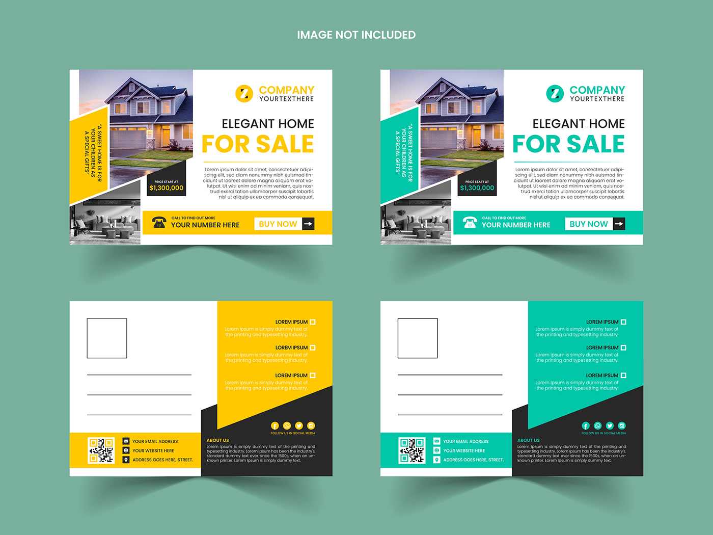Home Buy and Sale real estate postcard design template