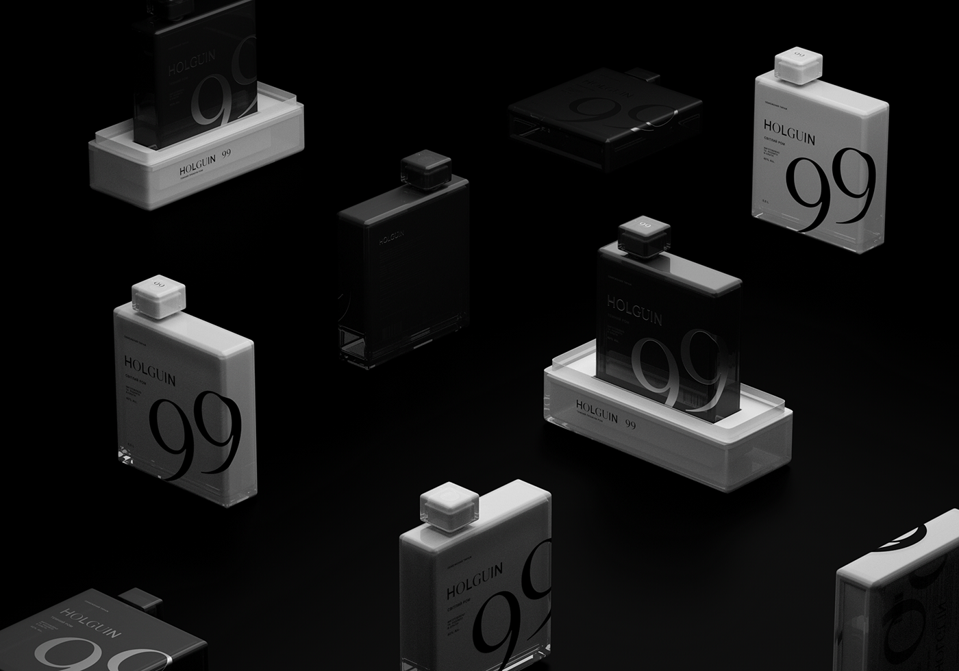 3D bottles box graphic design logo Minimalism Packaging product Rum typography