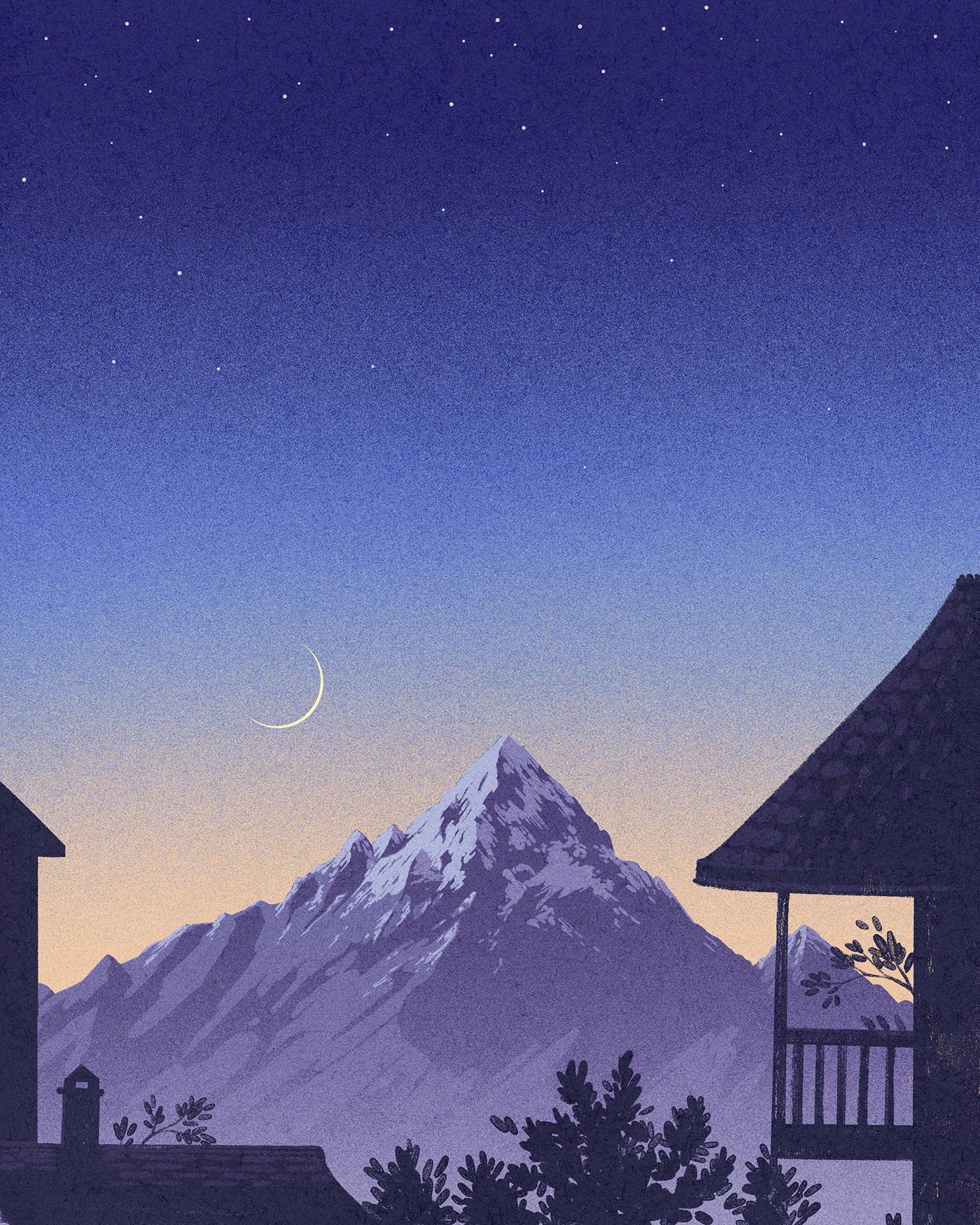 Landscape mountains vintage poster Poster Design vintage illustration alps ILLUSTRATION  magic realism