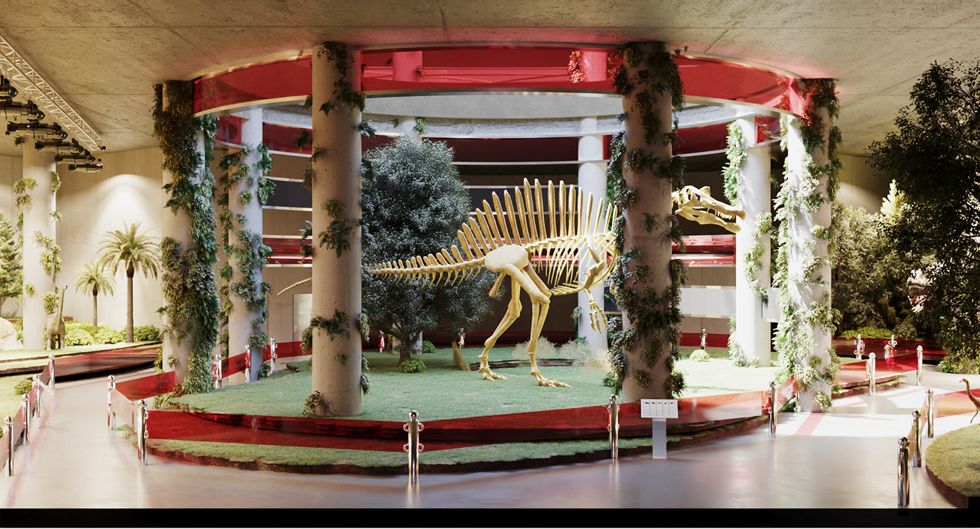 3ds max architecture corona Dinosaur Interior interior design  museum Render