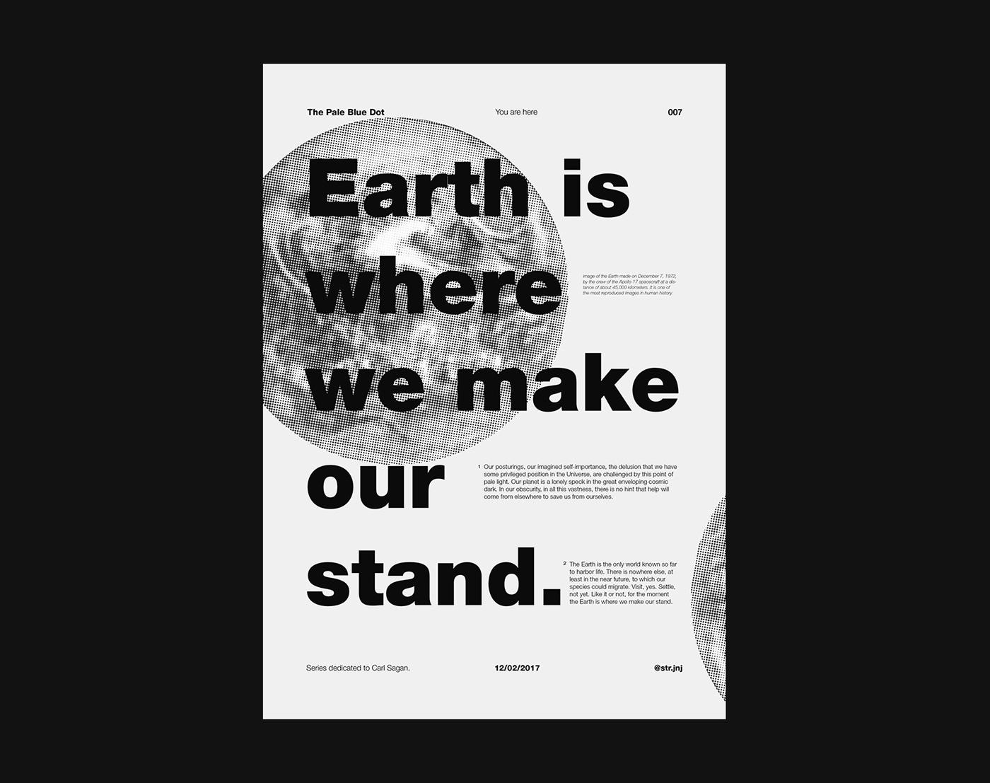 poster typography   black and white carl sagan earth pale blue dot Layout series