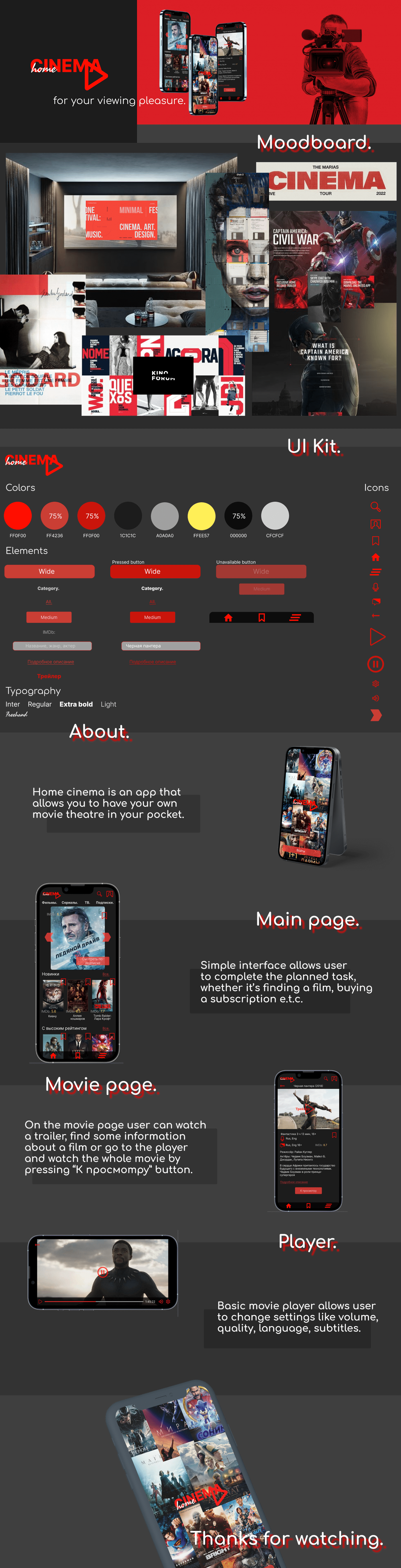 app design concept Figma online cinema study project UI/UX
