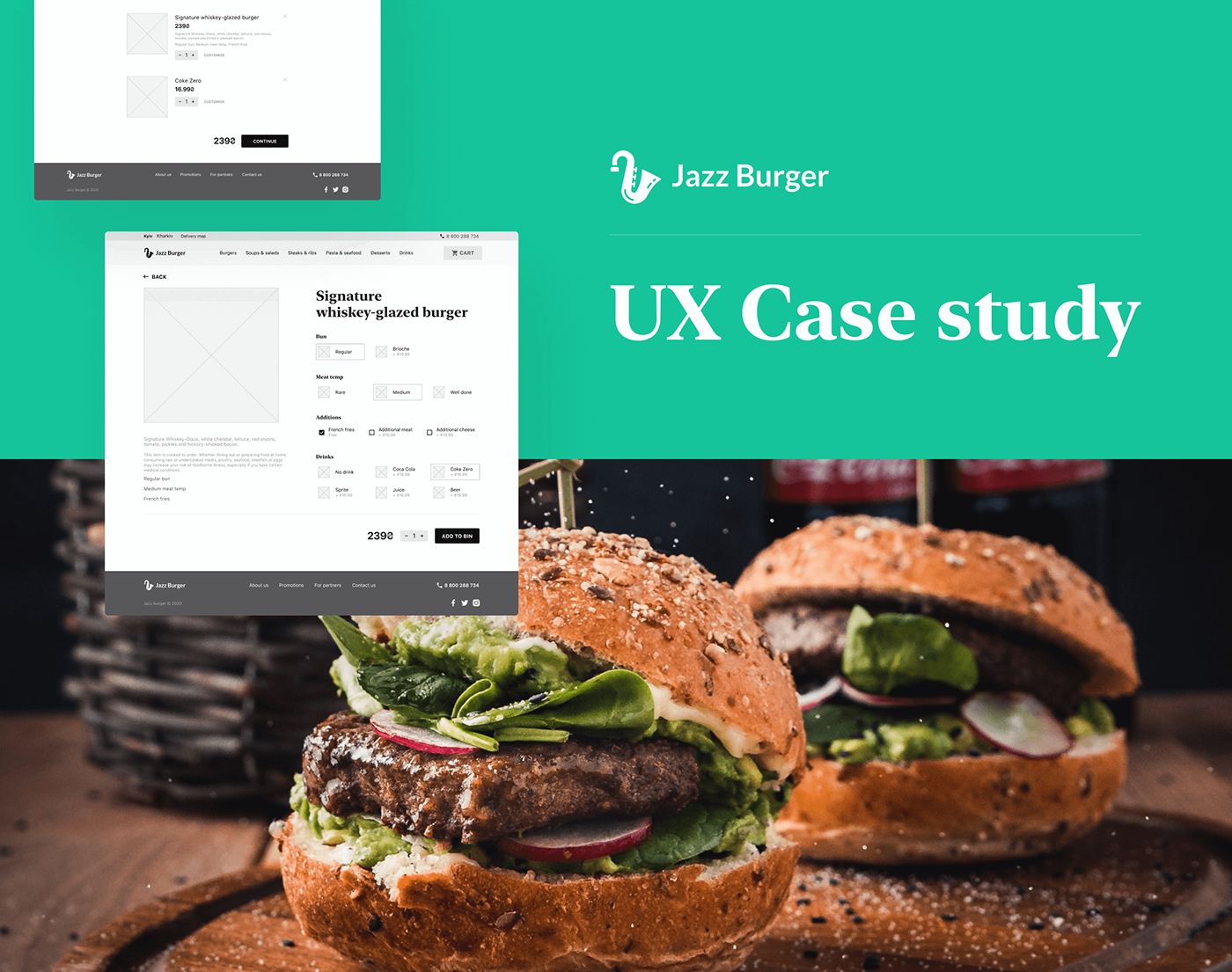burger Case Study delivery flow interview product research user ux wireframes