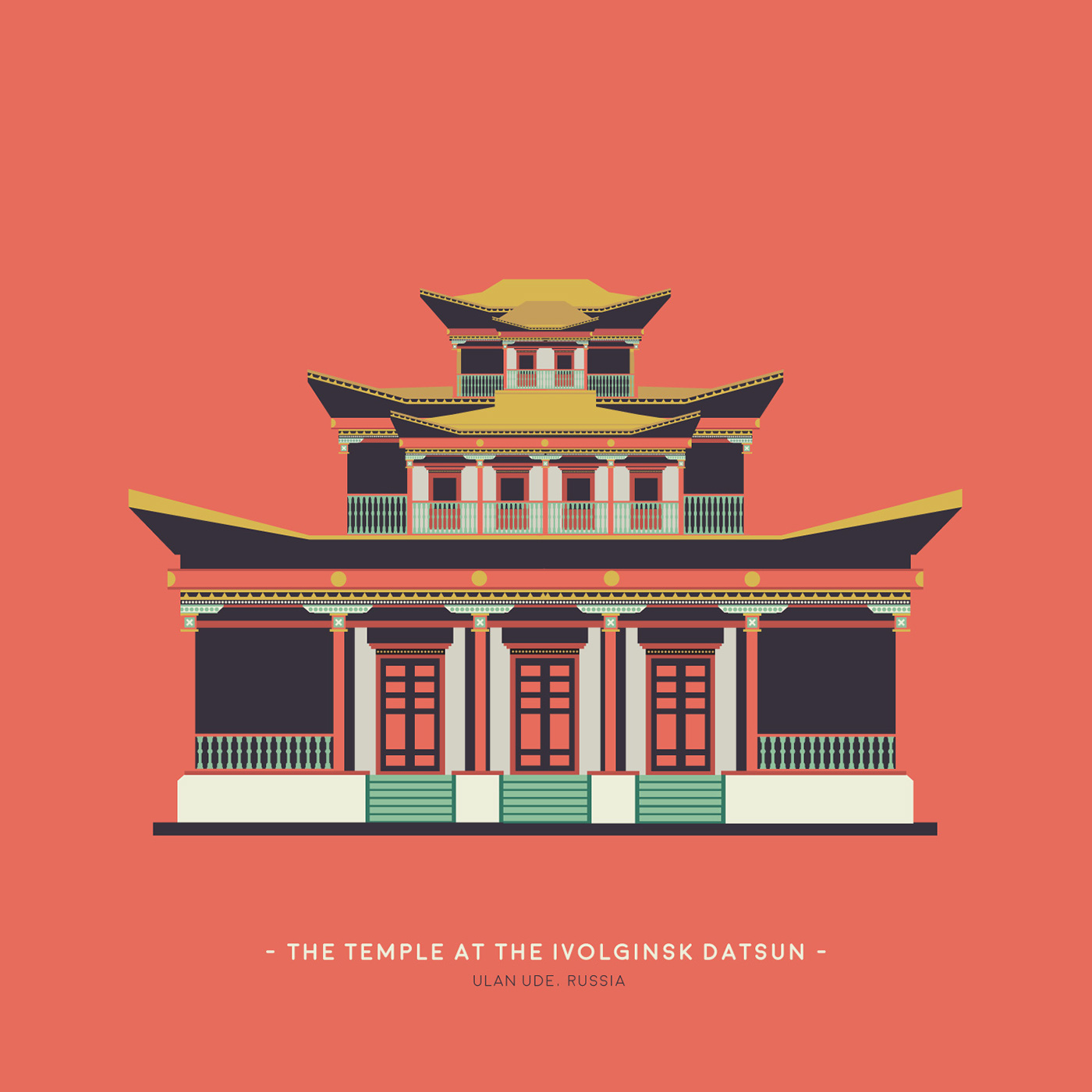 #illustrations #buildings building-illustration #Japanese landmarks #fushimi Inari Shrine graphic design 