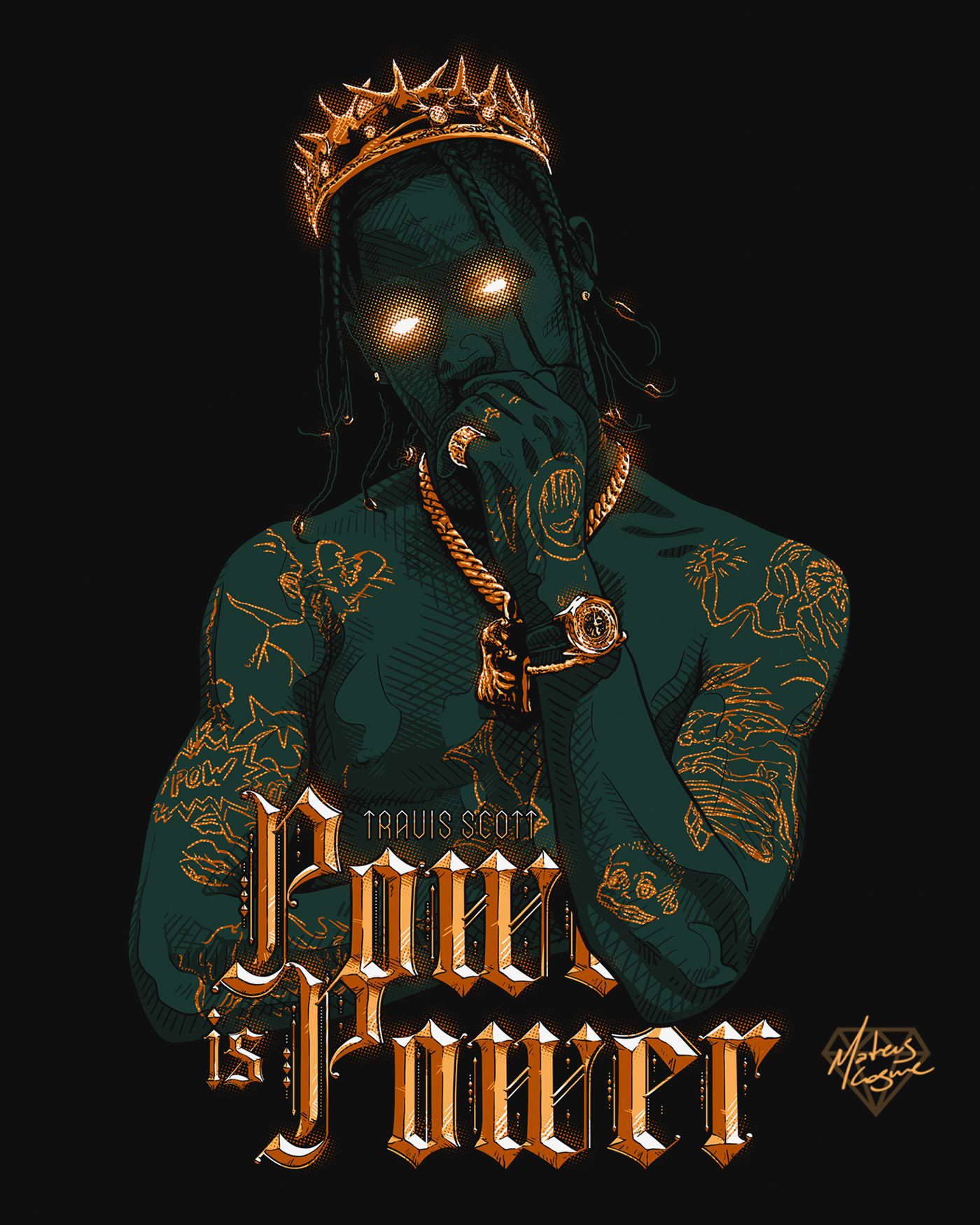 Thug Nine TRAVIS SCOTT gold got Game of Thrones Power is power