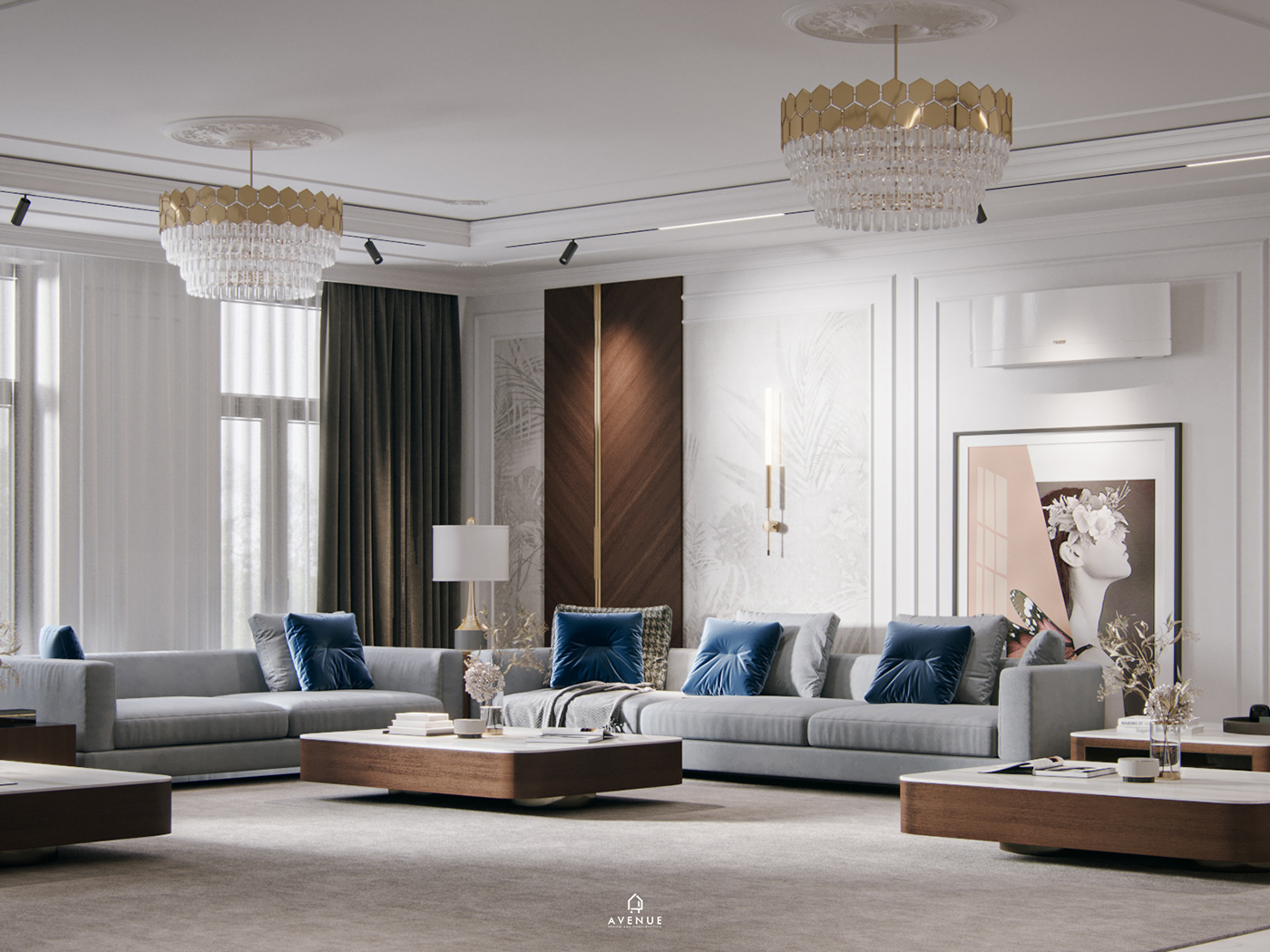 architecture archviz dubai interior design  KSA Luxury Design Majles neoclassic Villa visualization