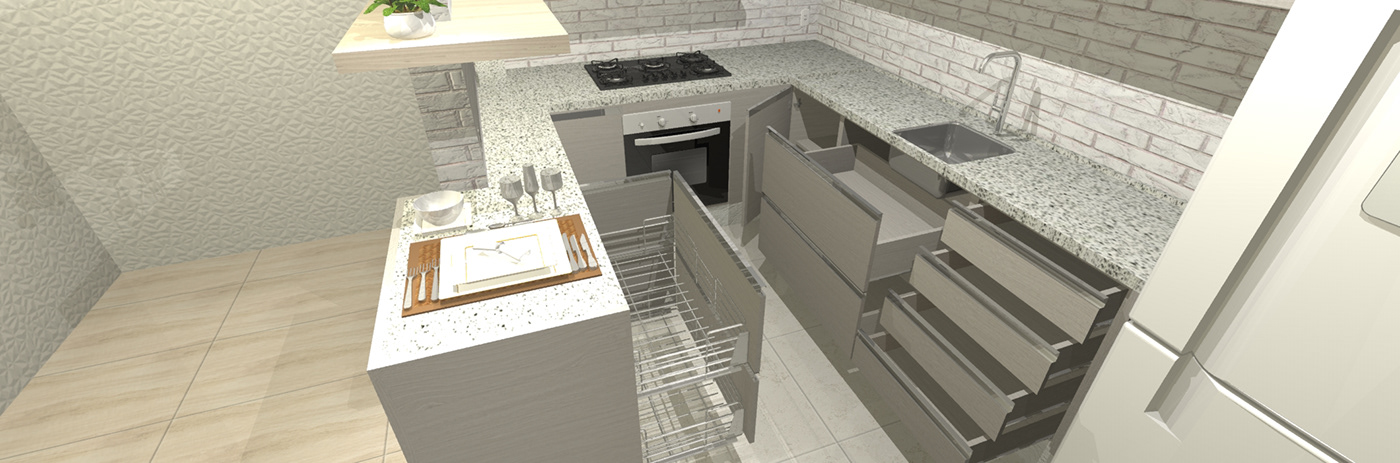 cozinha ARQUITETURA interior design  Render 3D