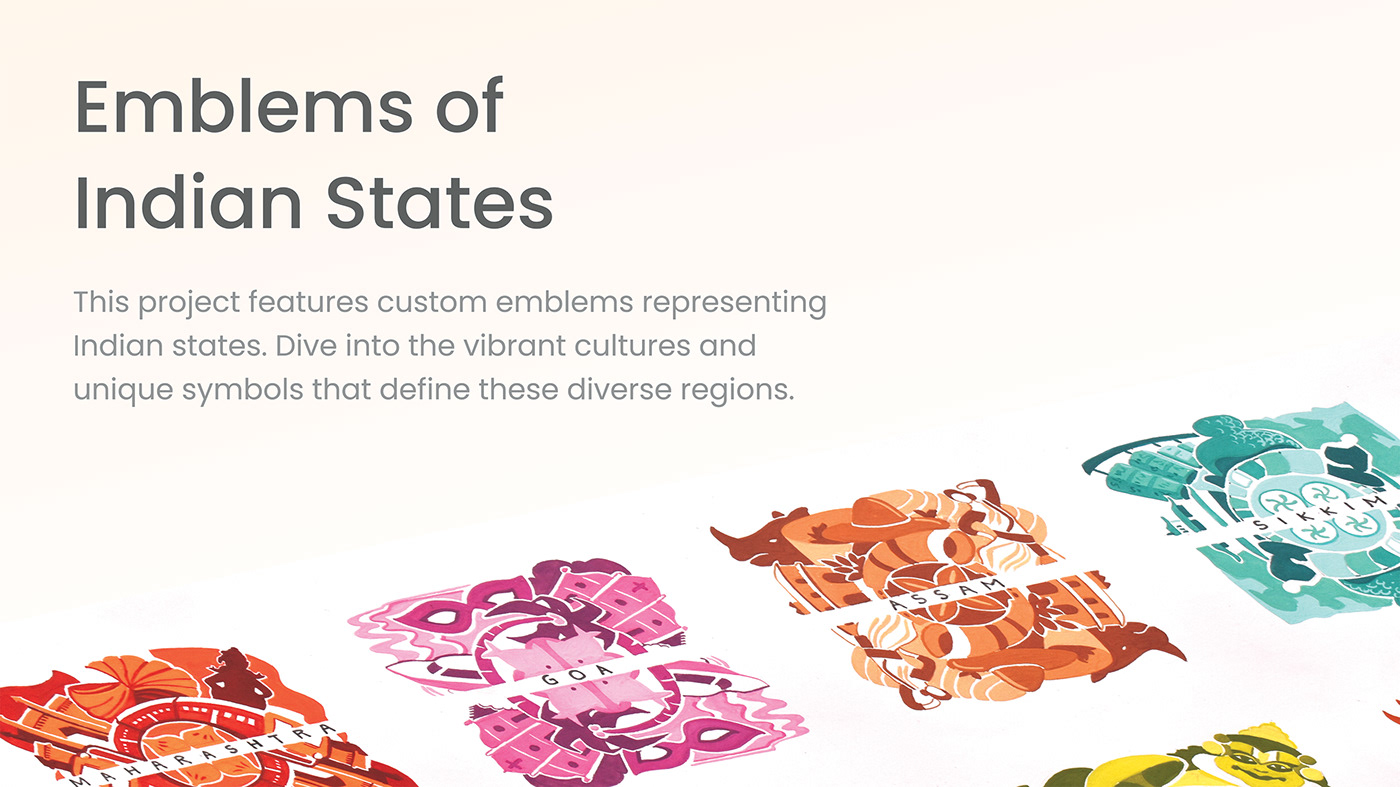 emblems graphic design  India indian states Diversity culture ILLUSTRATION  symbols design