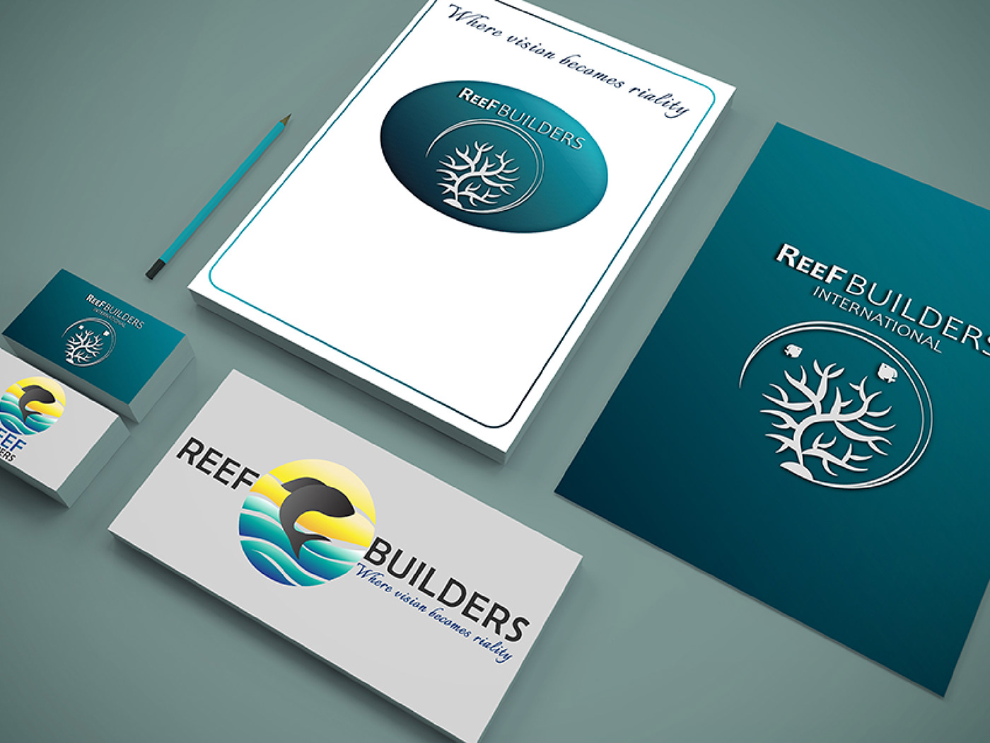 brand identity builders business card design logo Logo Design Logotype Ocean reef stationary