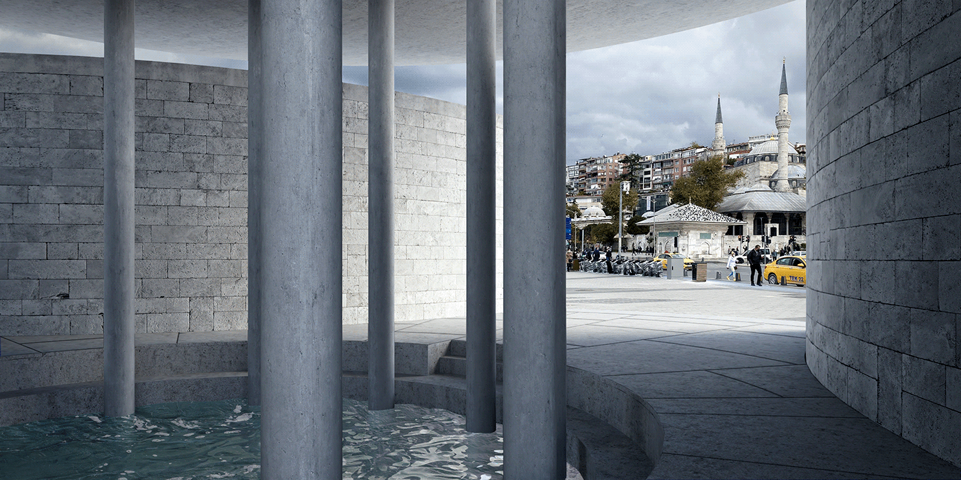 3D archıtectural competıtıon fountaın ınstallatıon plaza Urban vısualızatıon water
