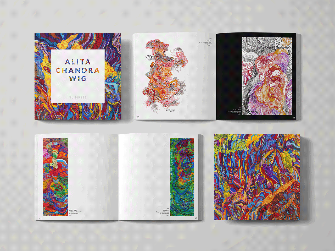Catalog design for Alita Chandra Wig's art exhibition of abstract paintings