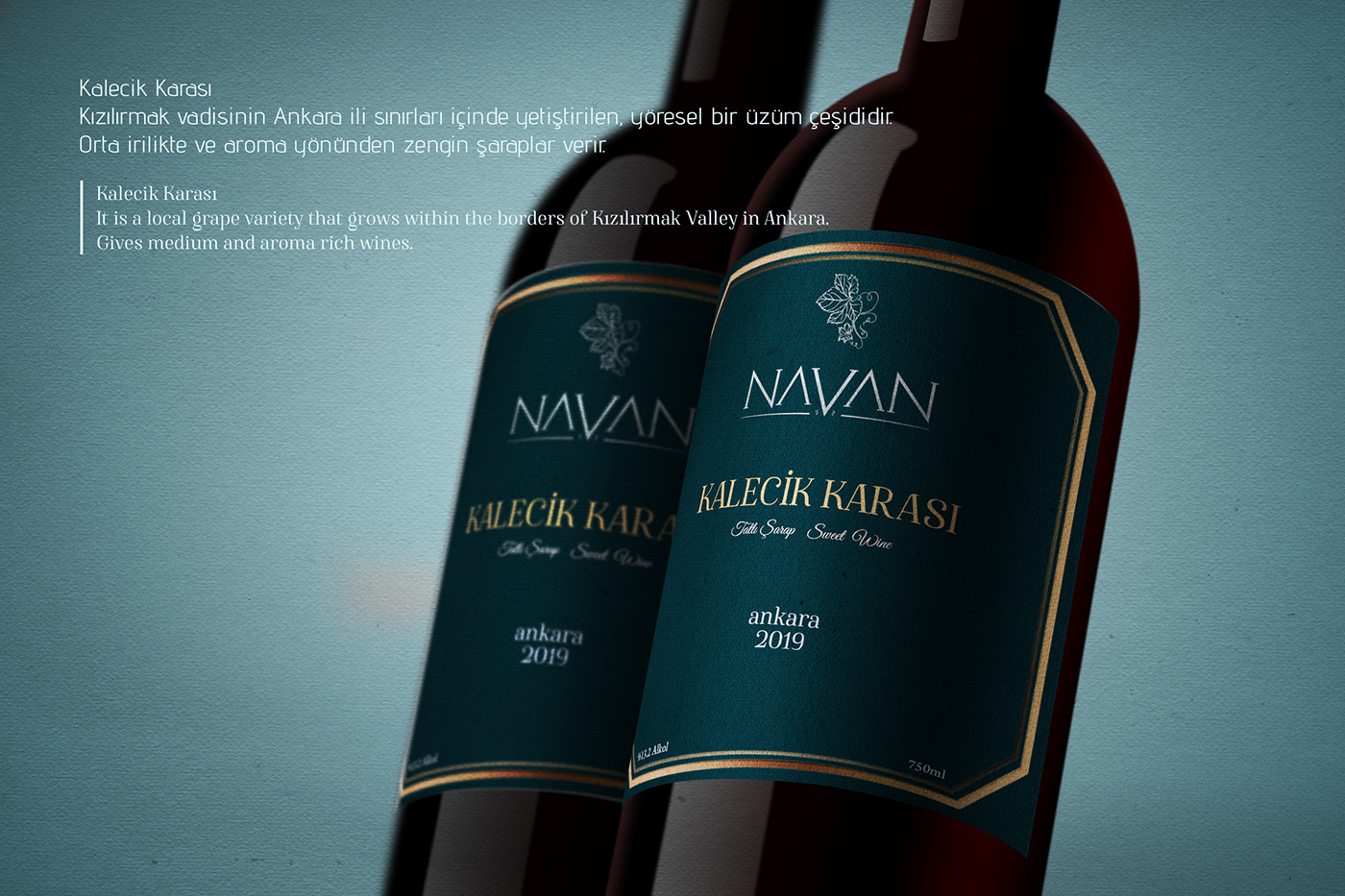 Navan şarap Logo Design wine packing logo Mockup