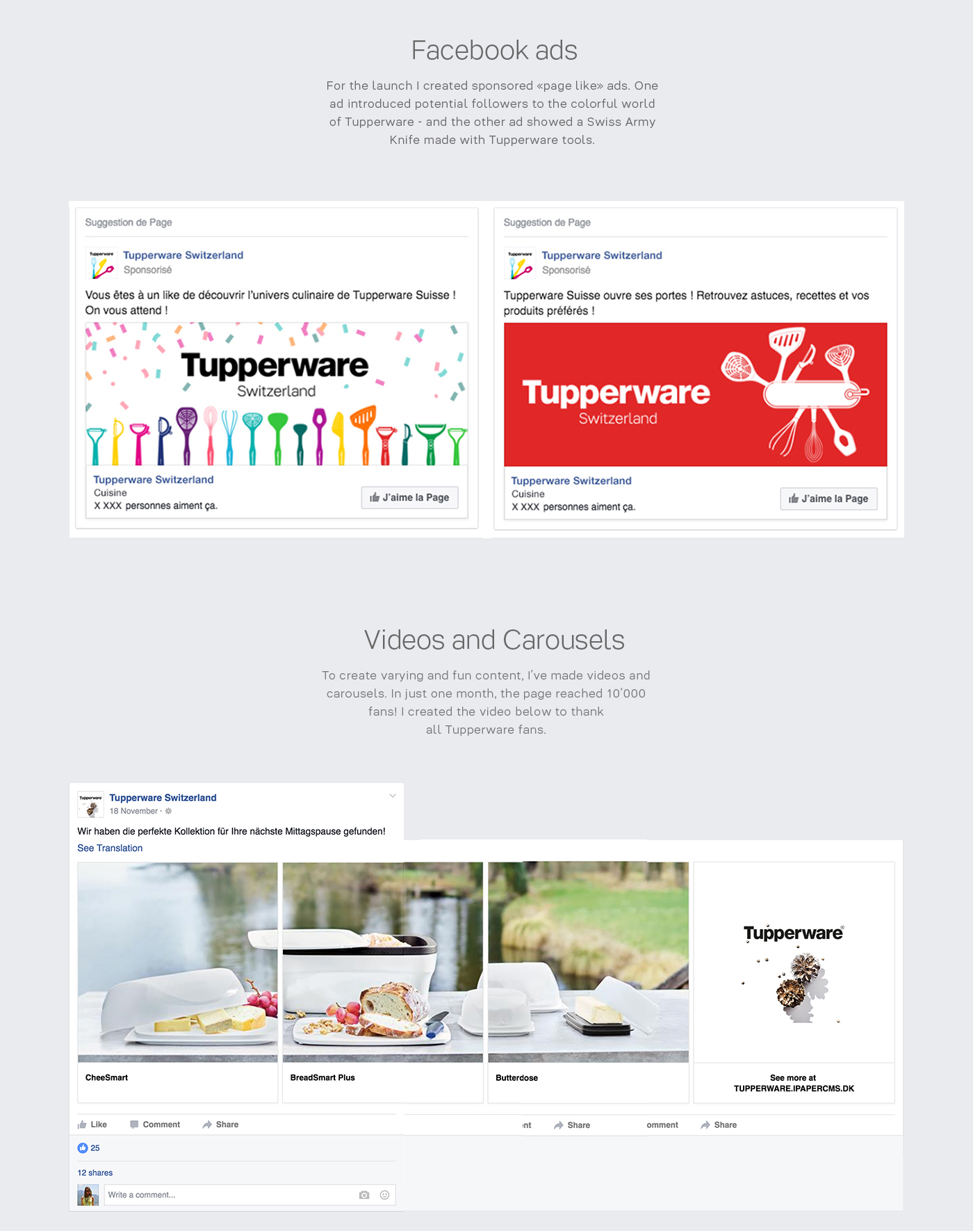 tupperware Switzerland facebook launch graphic design animations cooking kitchen Food 
