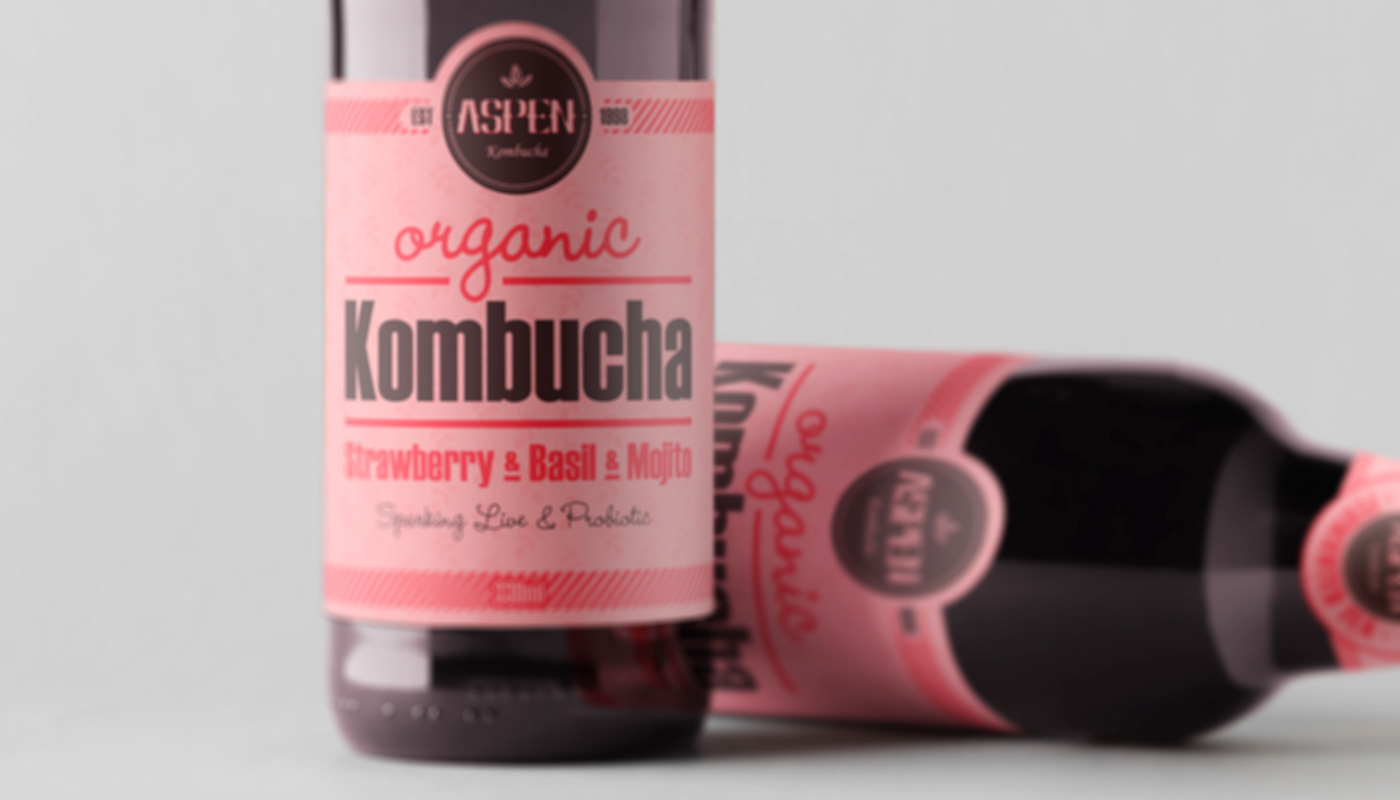 package bottle drink Packaging 3D tea kombucha Label juice