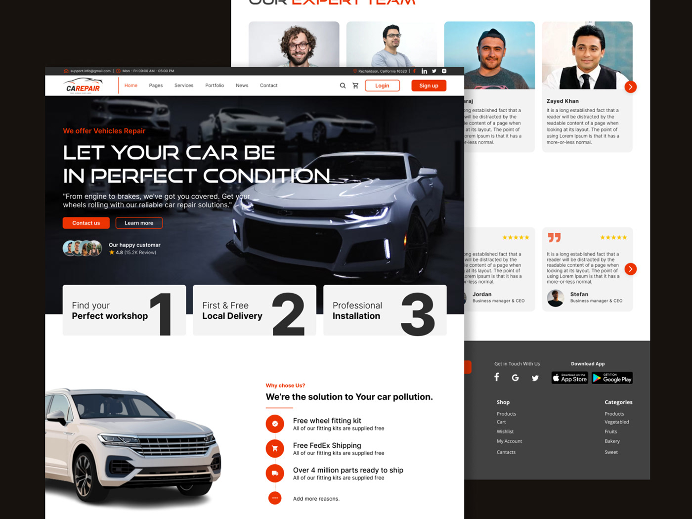 car repair Car Repair Website landing page UI/UX ui design ux/ui Website user interface UX design user experience