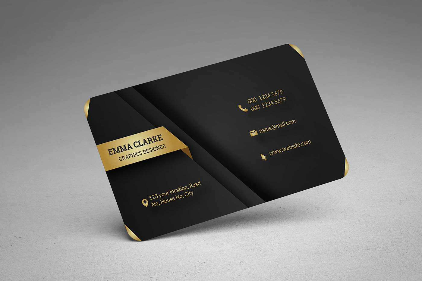 This is a Creative Modern Black & Golden Luxury Business Card Design.