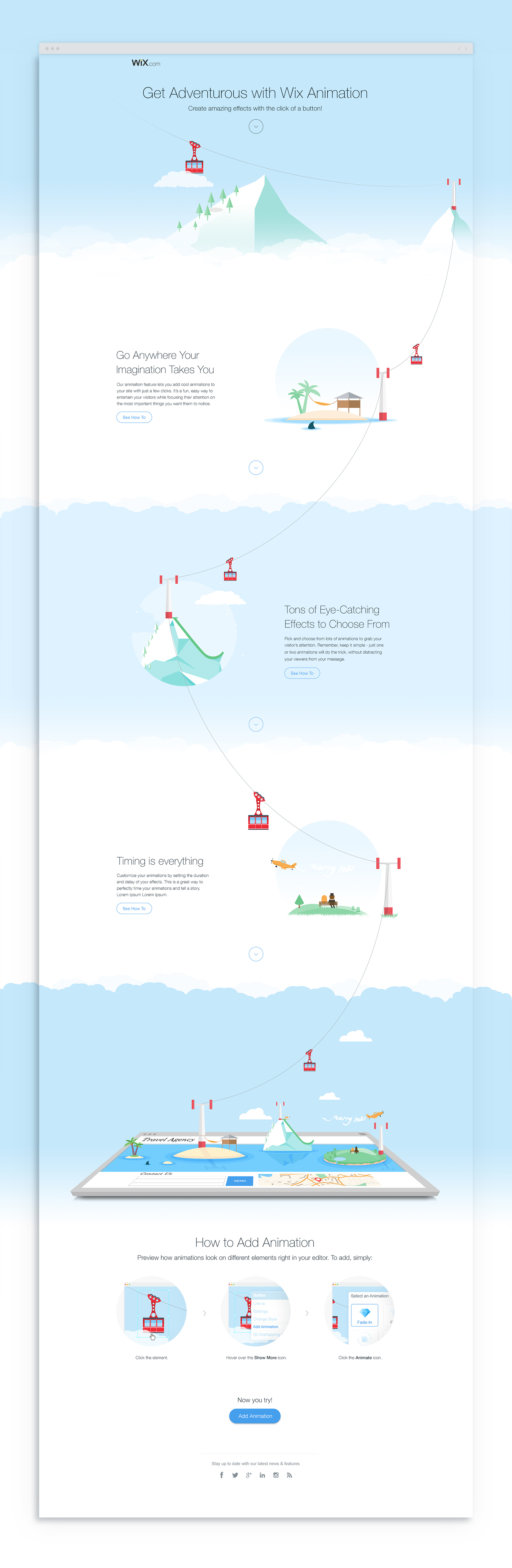 landing page Web Cable Car snow wix Flat Vector