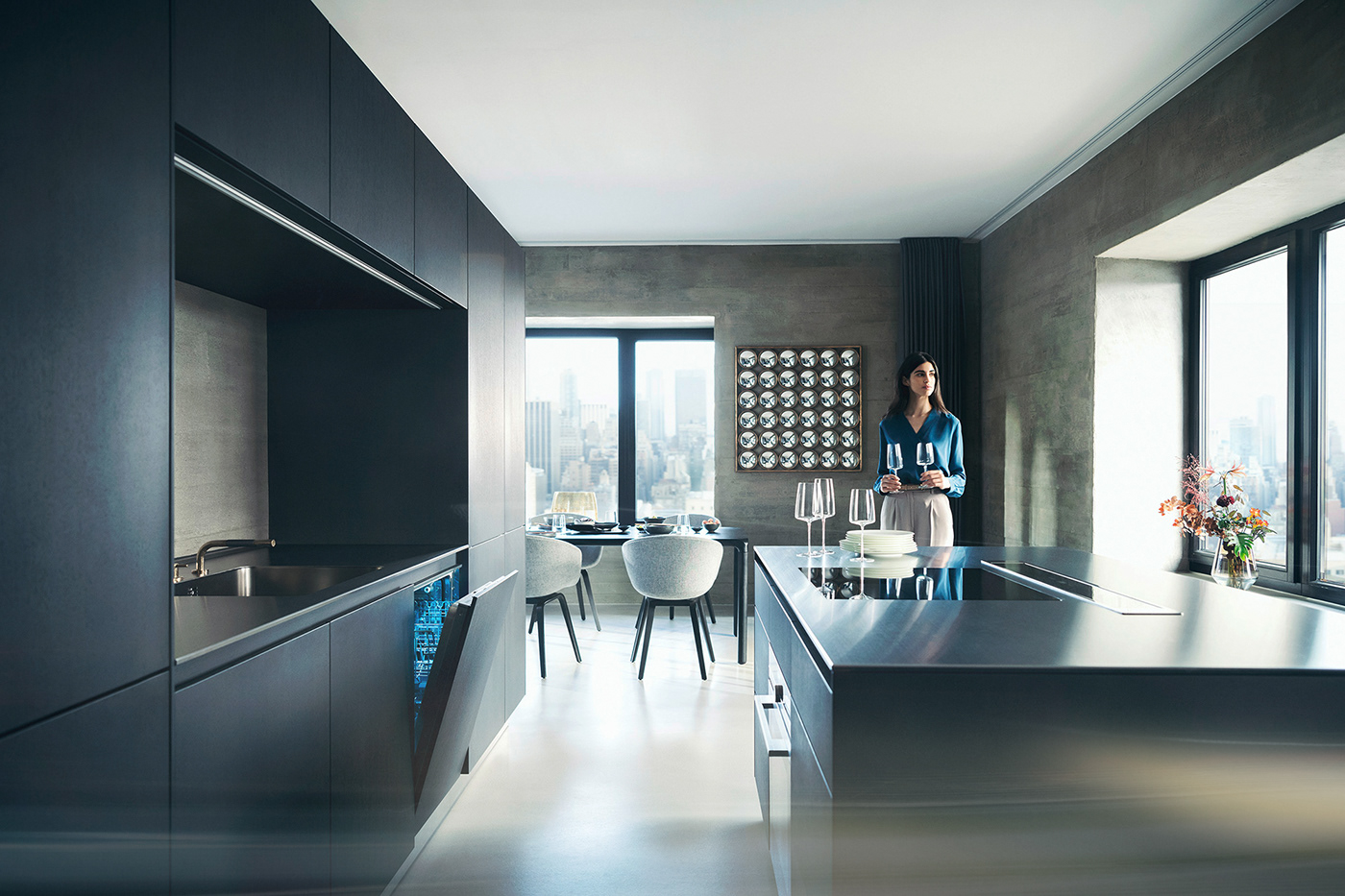 High Quality Lifestyle International Apartment kitchen luxury portrait Siemens stylisch Loft