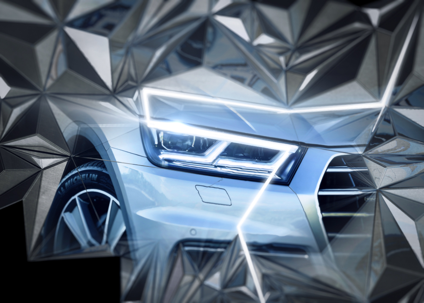 projection mapping motion design 3d Mapping light show ice Audi car logo winter cold