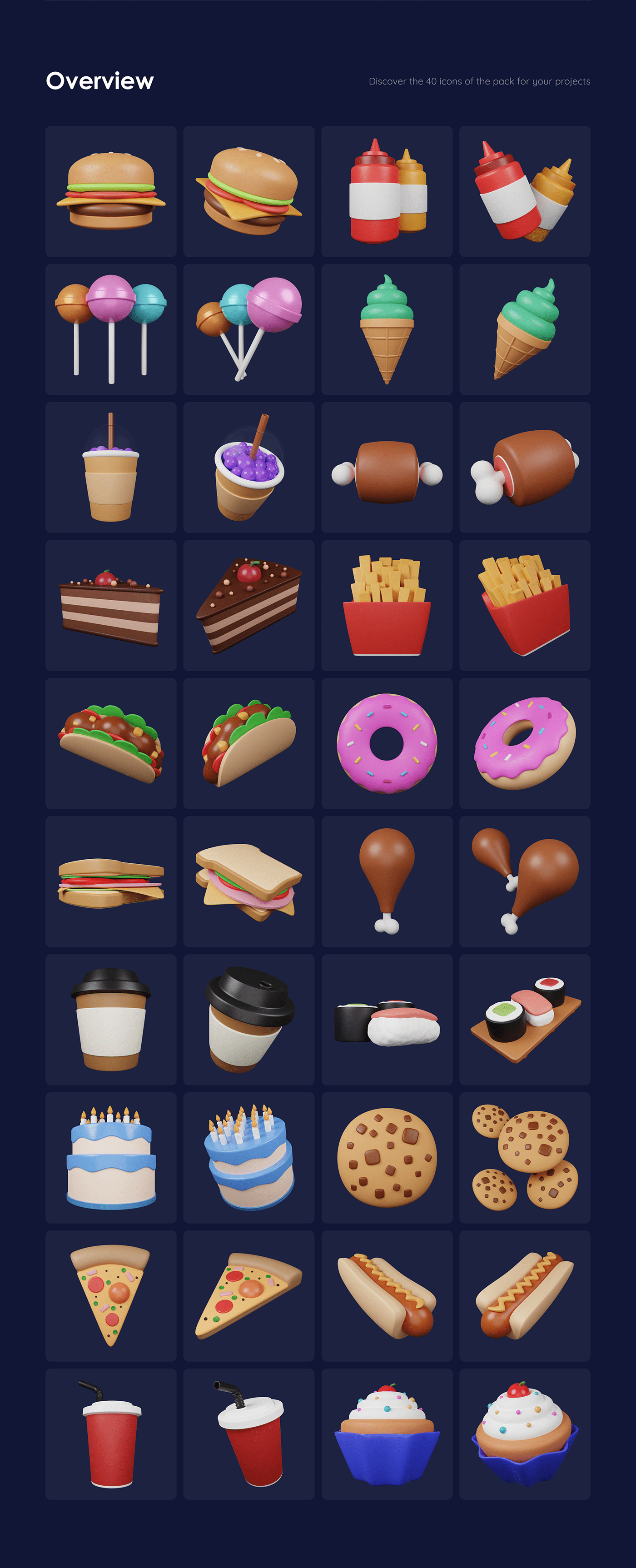 3D 3D Assets 3d icons app assets Food  icons icons pack illustration 3d junk food