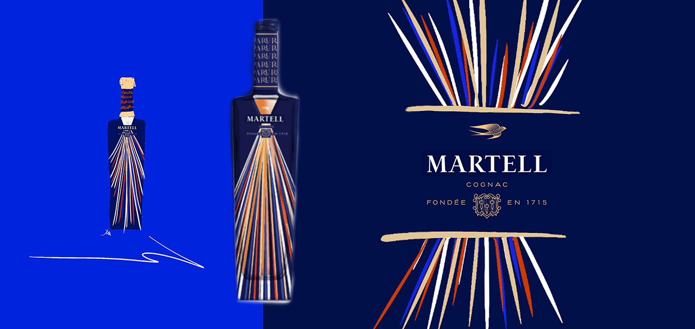 Packaging Cognac étiquettes spiritueux alcool graphisme design graphique direction artistique bouteilles martell
