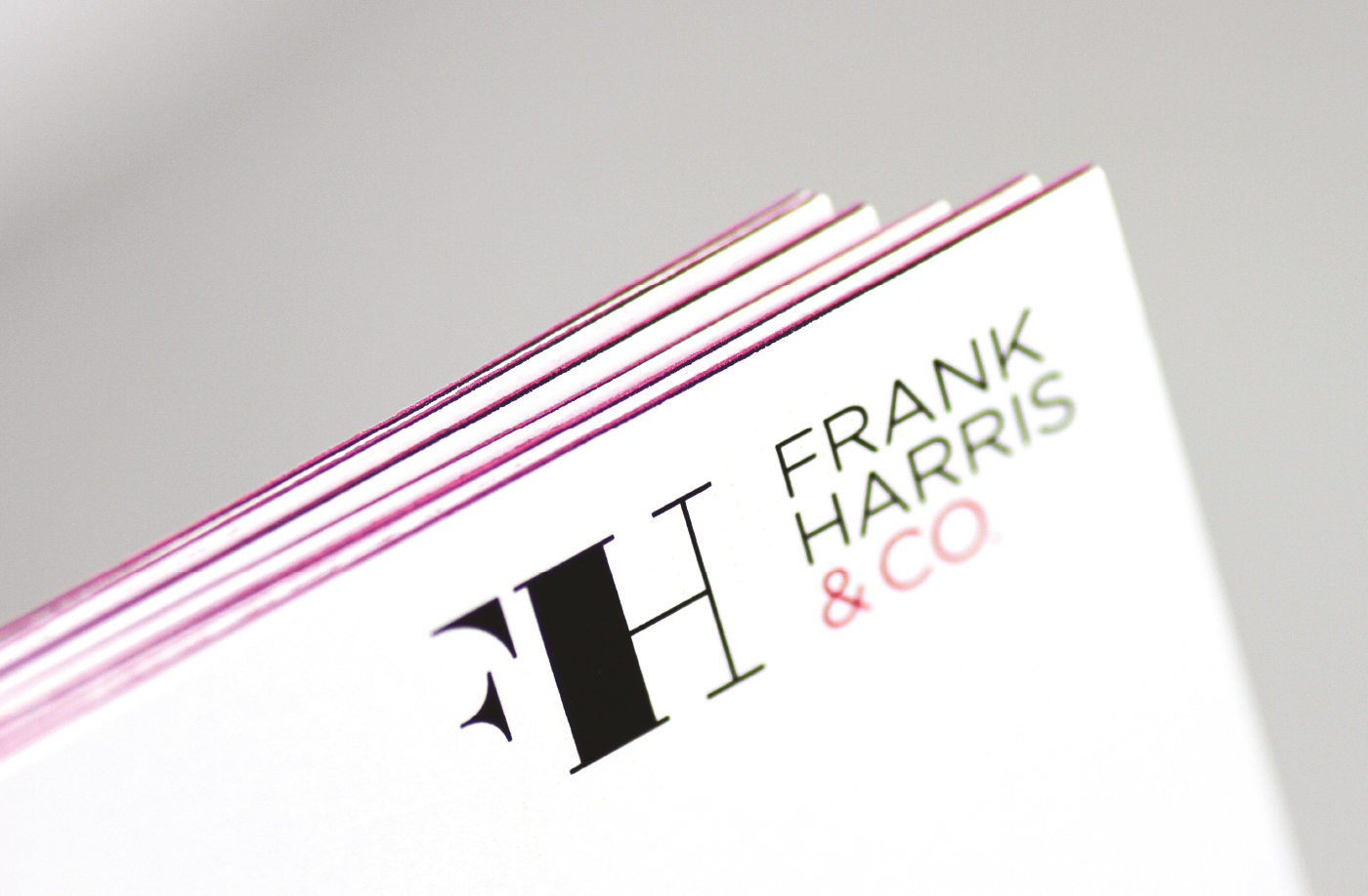 estate agent Rebrand boutique brand black pink Logo Design Frank Harris stationery design