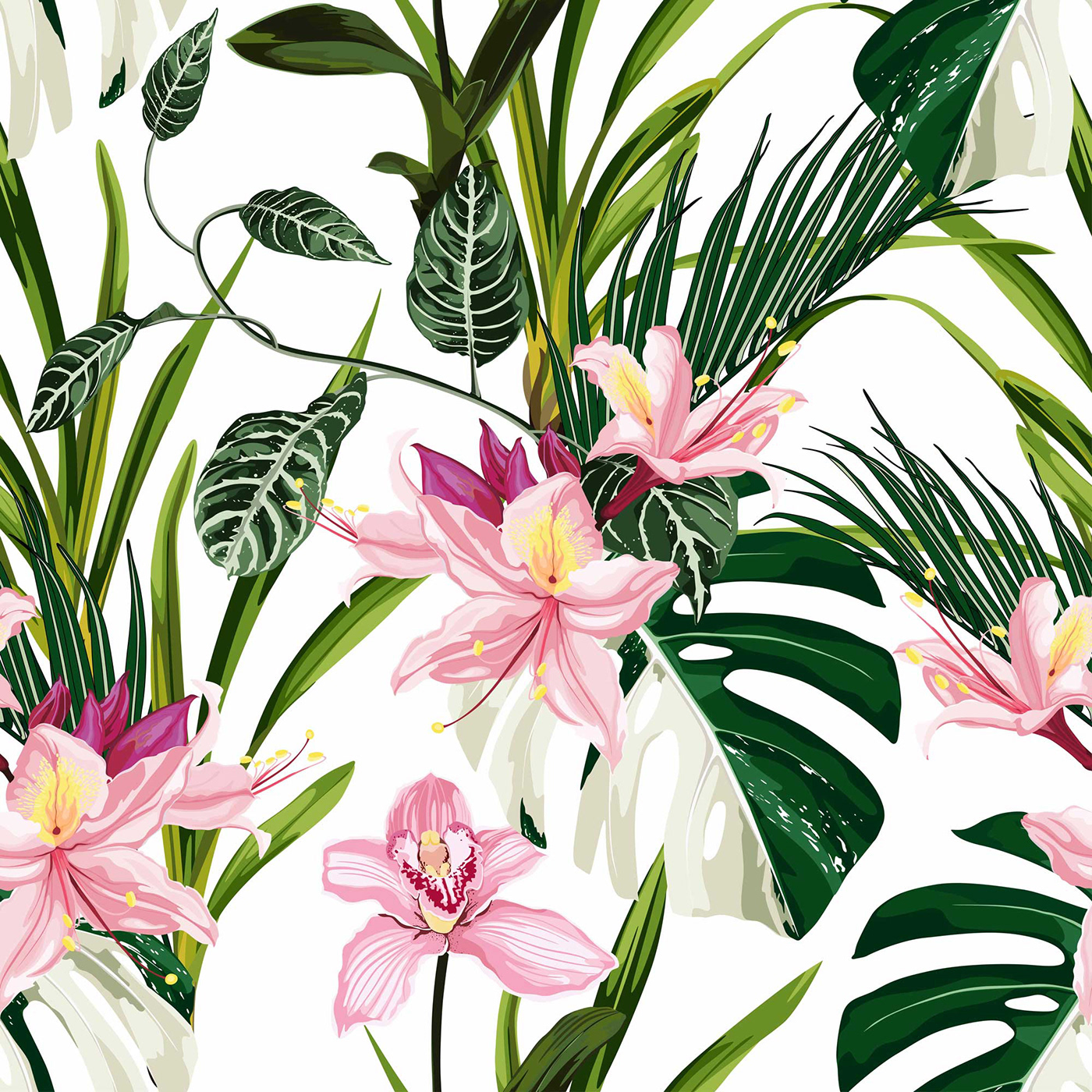 Exotic flowers pattern.
