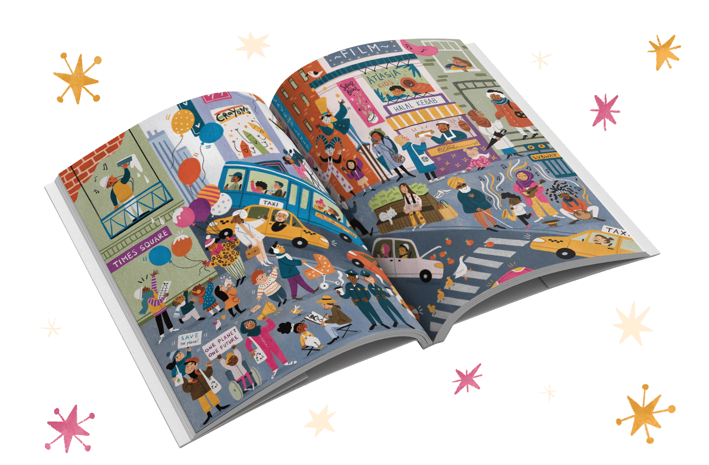 children children's book city kidlit kids illustration Magazine illustration muslim people illustration personages Wimmelbuch