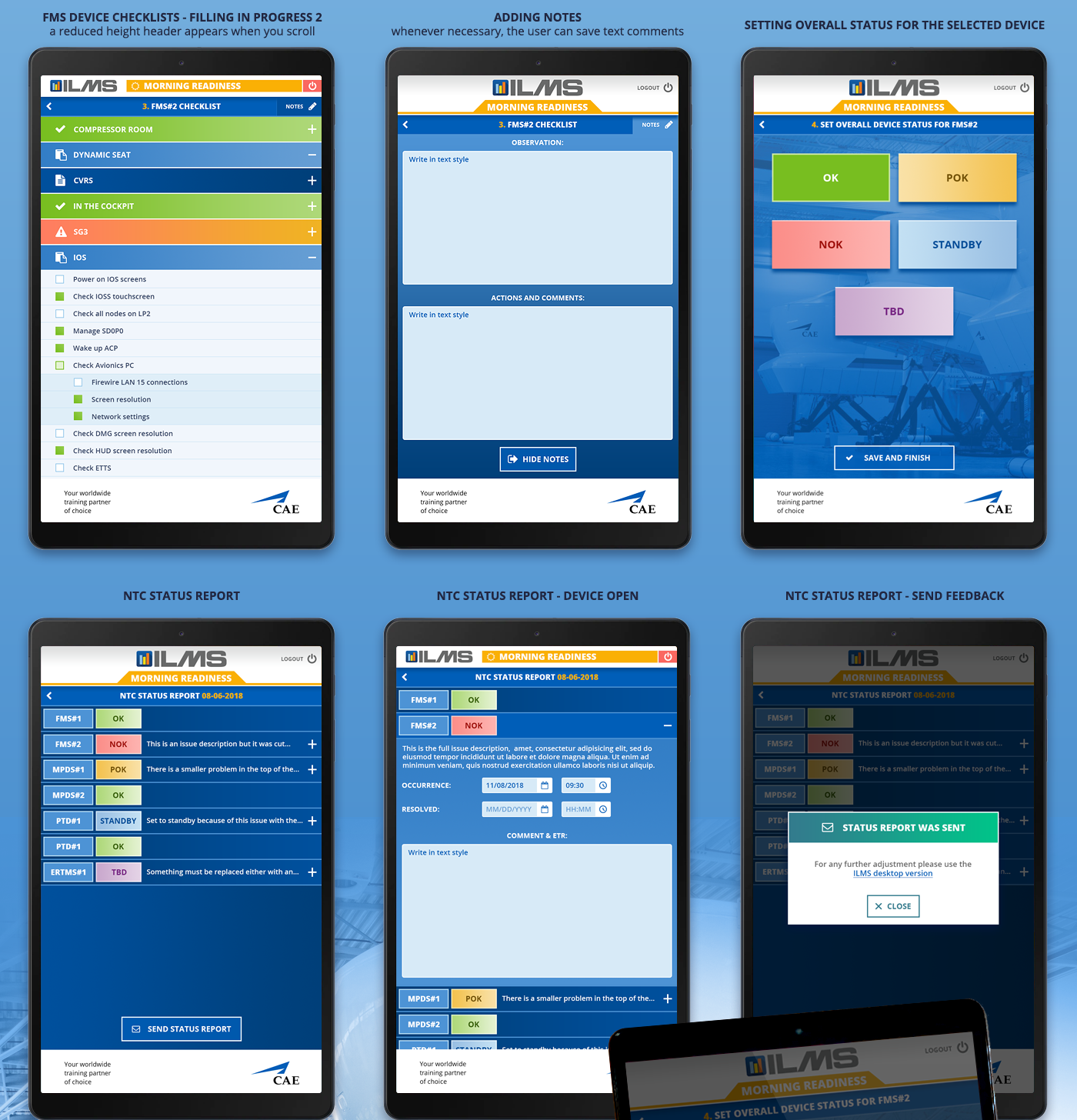 maintenance product design  simulator tablet UI ux checklist