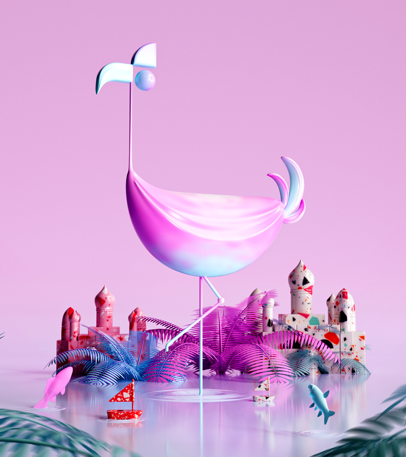 3D visualization Render ILLUSTRATION  Character design  animals colorful abstract redshift c4d
