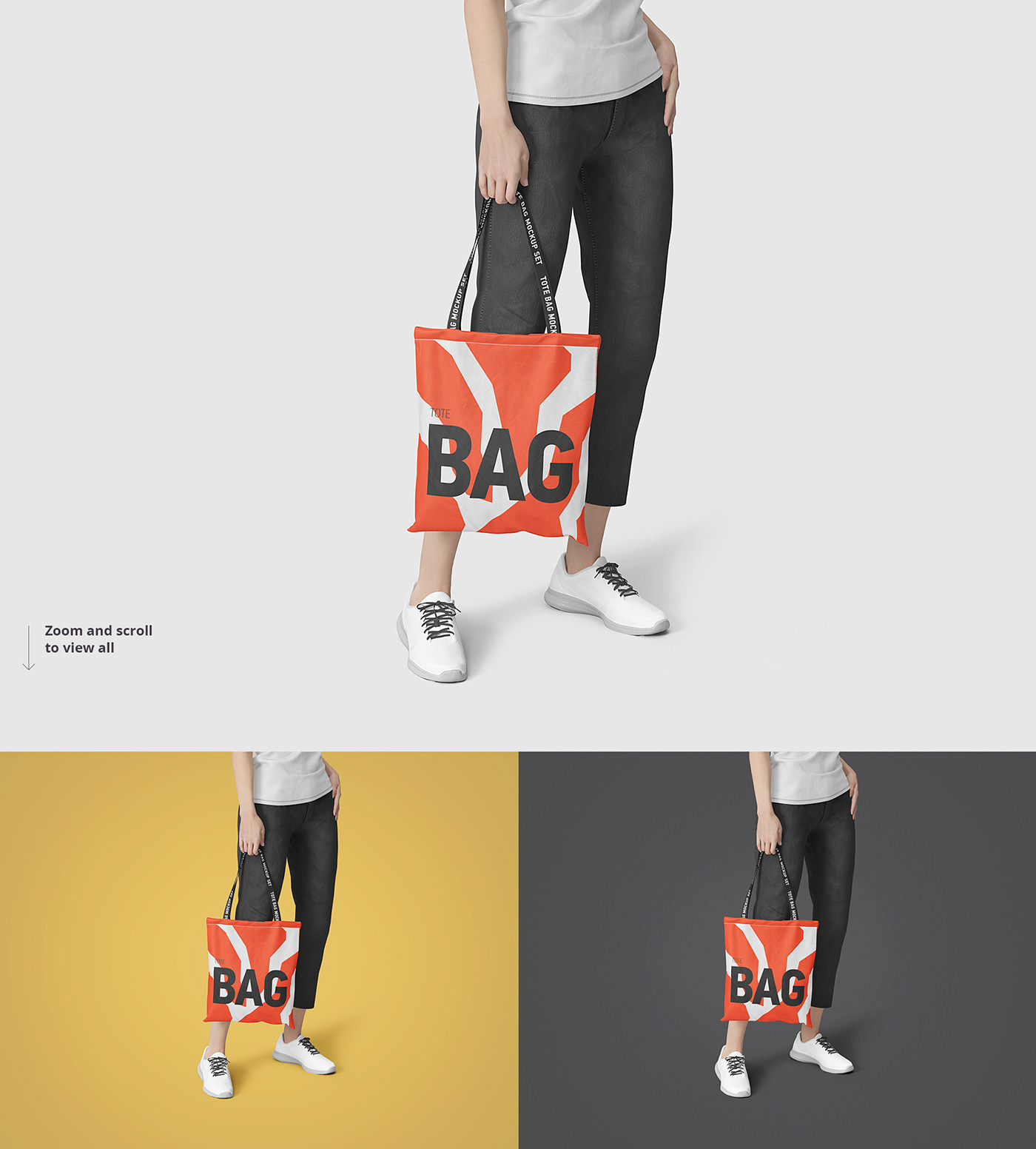 Tote Bag print Shopping Mockup 3D psd fabric bag clothes girl