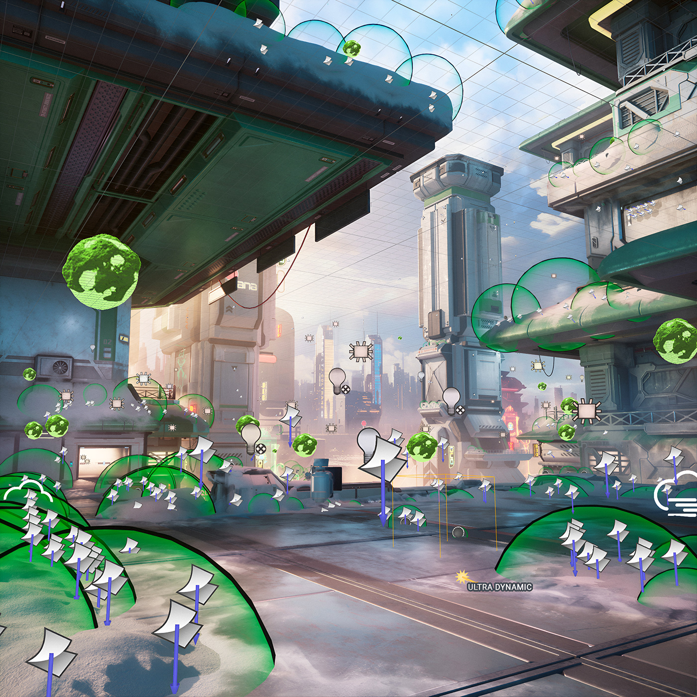 Scifi Unreal Engine Unreal Engine 5 3D Render game city futuristic Cyberpunk неон