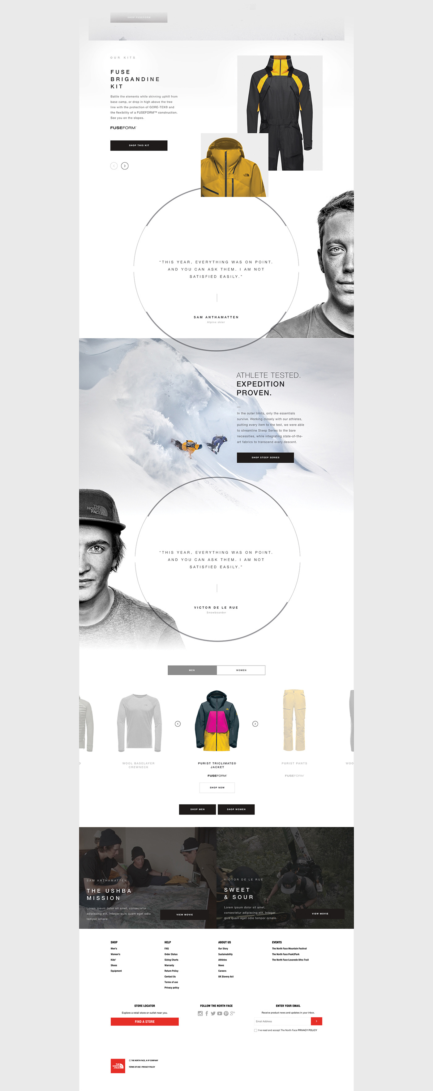design Web UI ux sports snow e-commerce product art direction 