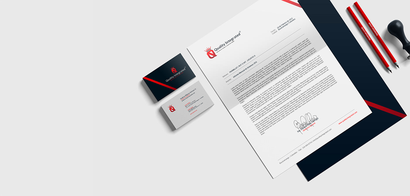 Quality colombia bogota Bucaramanga david espinosa logo corporate identity identidad blue red qr Guide line