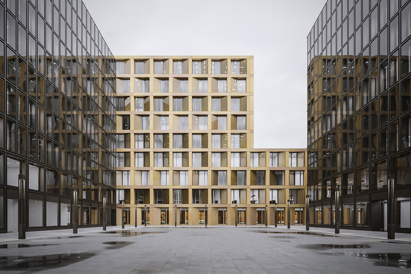 architecture gold black swiss modern exterior Office Retail Switzerland mood